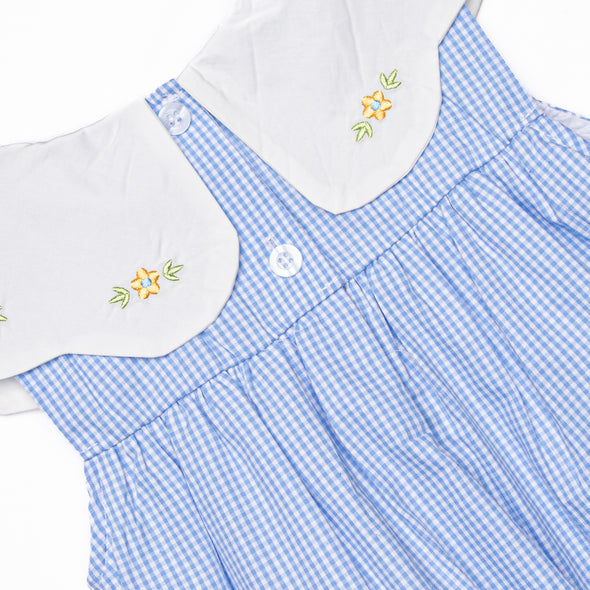 Dew Drop Daisies Embroidered Dress, Blue
