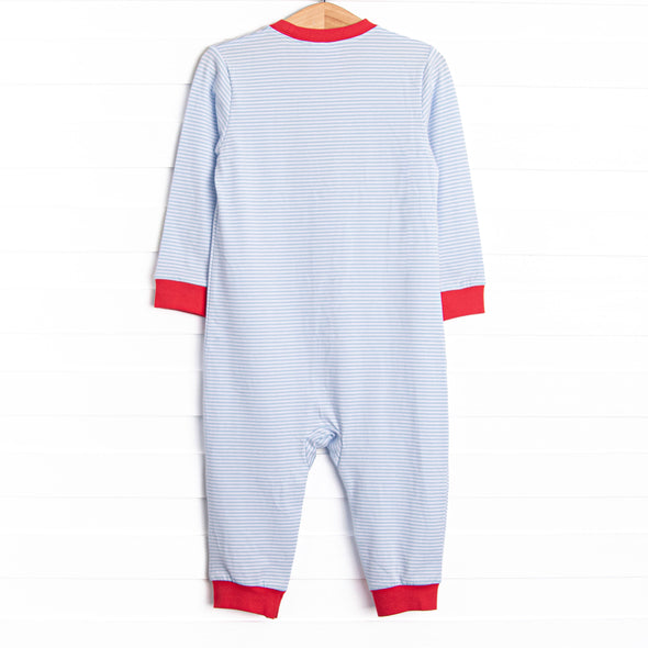 Carrying Your Love Applique Romper, Light Blue Stripe