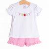 First Day Favorites Embroidered Ruffle Short Set, Pink