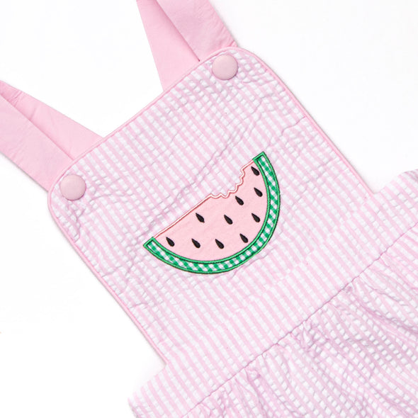 First Taste of Spring Applique Dress, Pink Seersucker