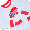 Carrying Your Love Applique Romper, Light Blue Stripe