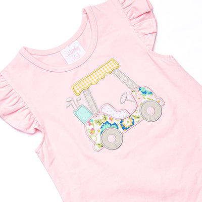 Birdie Breeze Applique Ruffle Short Set, Pink and Mint Stripe