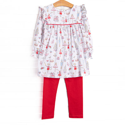Christmas Tree Tales Smocked Legging Set, Red