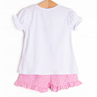 First Day Favorites Embroidered Ruffle Short Set, Pink