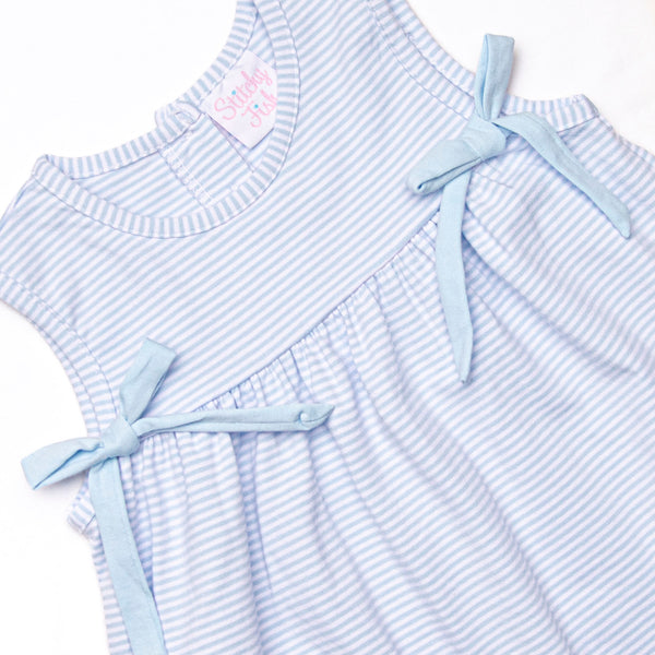 Go Fish Applique Dress, Blue Stripe
