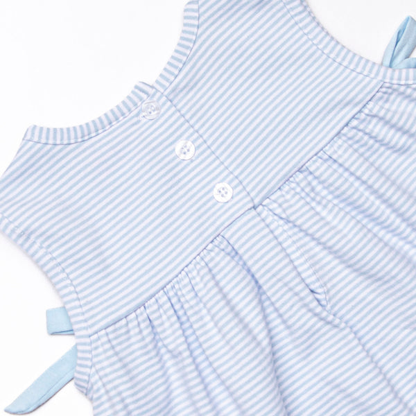 Go Fish Applique Dress, Blue Stripe