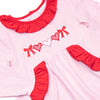 Heart Strings Applique Dress, Pink Stripe