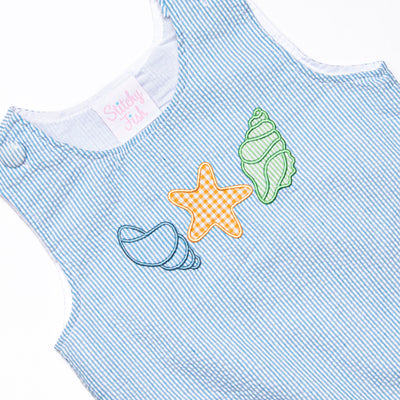 Shoreline Surprise Applique Jon Jon, Ocean Blue