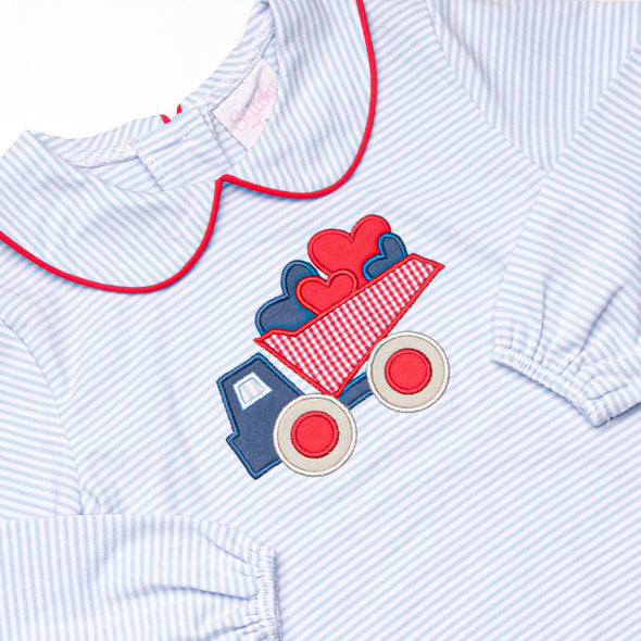 Carrying Your Love Applique Bloomer Set, Light Blue Stripe