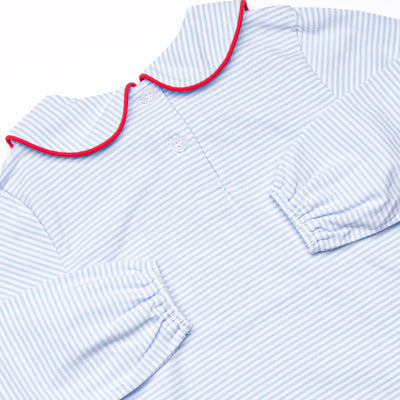 Carrying Your Love Applique Bloomer Set, Light Blue Stripe
