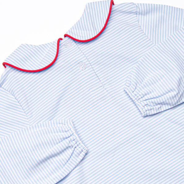 Carrying Your Love Applique Bloomer Set, Light Blue Stripe