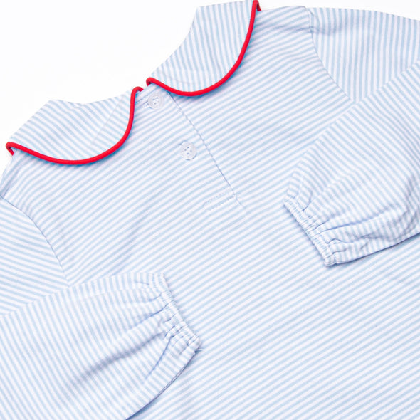 Carrying Your Love Applique Bloomer Set, Light Blue Stripe