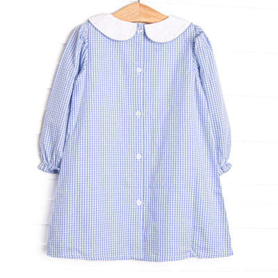 Timeless Trees Embroidered Dress, Blue