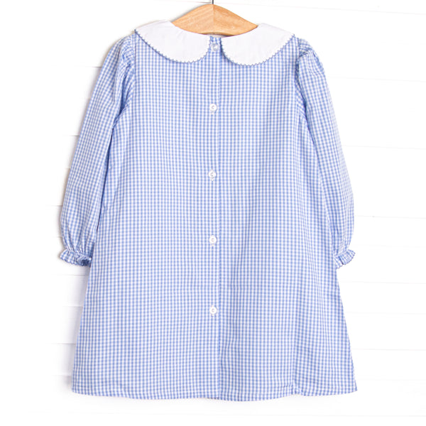 Timeless Trees Embroidered Dress, Blue