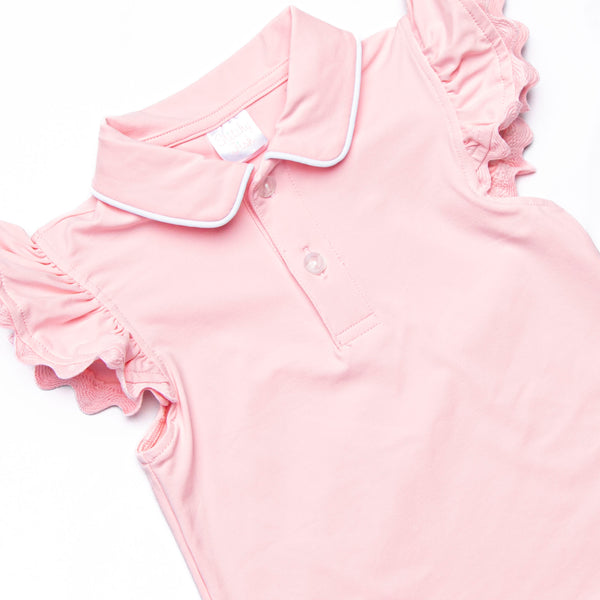 Cherry Fun Collared Short Set, Pink