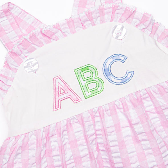 Star Student Applique Ruffle Short Set, Pink