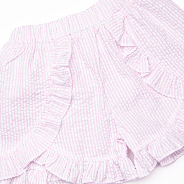 Sunday Strawberries Ruffle Short Set, Pink