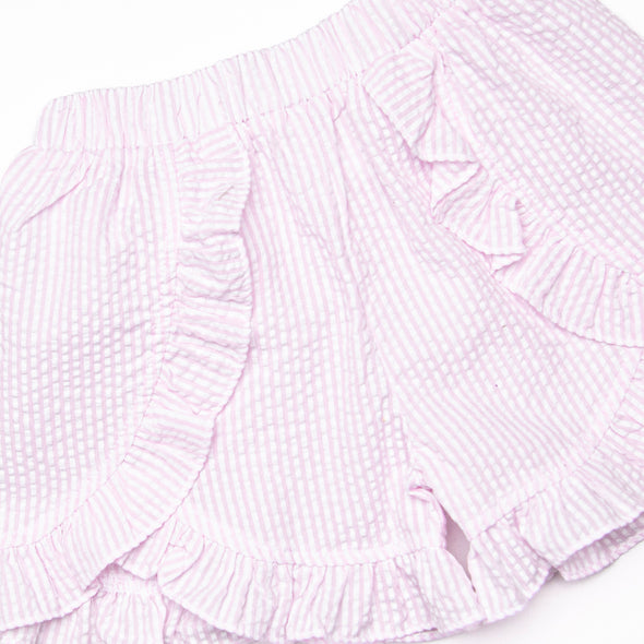 Sunday Strawberries Ruffle Short Set, Pink