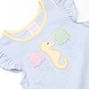 Jellyfish Fields Applique Ruffle Short Set, Blue