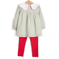 Plentiful Presents Embroidered Legging Set, Green