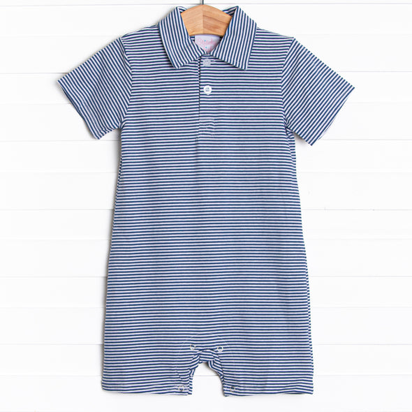 Levi Short Romper, Denim Blue Stripe