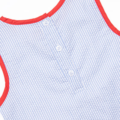 Annie Apple Embroidered Dress, Blue