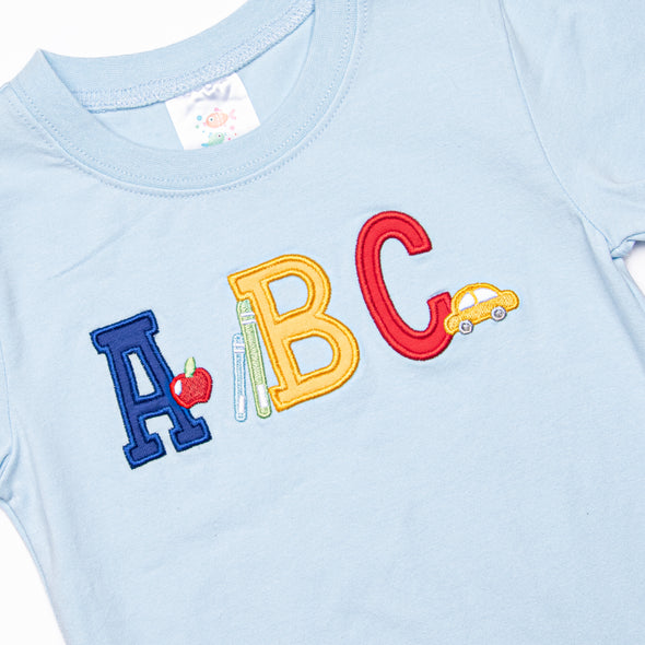 Spelling Bee Sweetie Applique Short Set, Blue