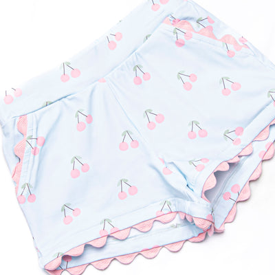 Cherry Fun Collared Short Set, Pink