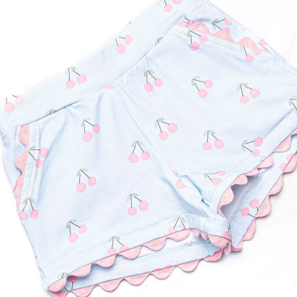 Cherry Fun Collared Short Set, Pink