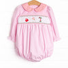 Letters to Santa Smocked Bubble, Pink