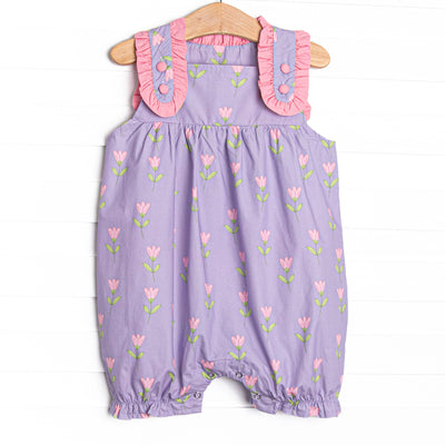 Tulip Blooms Bubble Romper, Purple