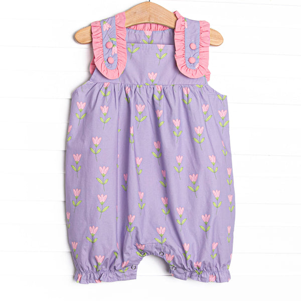 Tulip Blooms Bubble Romper, Purple