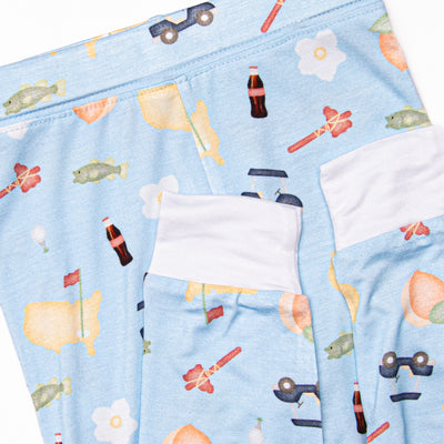 Georgia Peach Bamboo Pajama Set, Blue