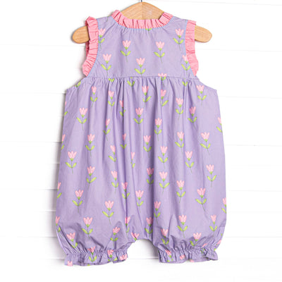 Tulip Blooms Bubble Romper, Purple