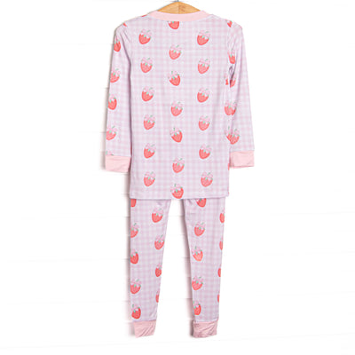 Berry Bows Bamboo Pajama Set, Pink