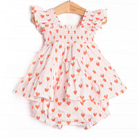 Sweetest Pick Elastic Smocked Diaper Set, Pink