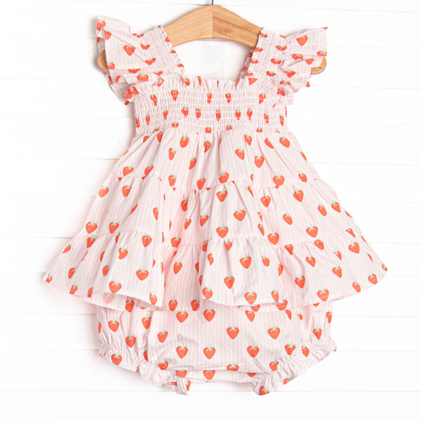 Sweetest Pick Elastic Smocked Diaper Set, Pink