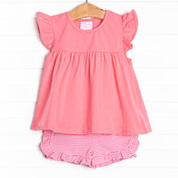 Calla Short Set, Flamingo Pink Stripe