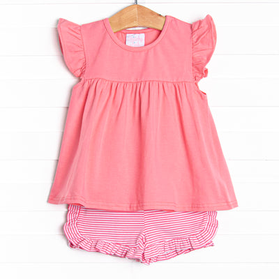 Calla Short Set, Flamingo Pink Stripe