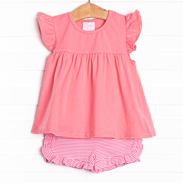 Calla Short Set, Flamingo Pink Stripe