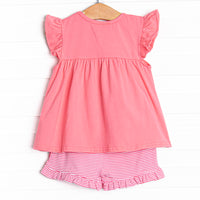 Calla Short Set, Flamingo Pink Stripe