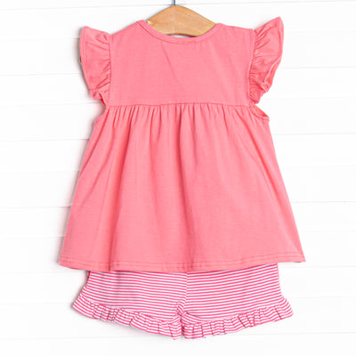 Calla Short Set, Flamingo Pink Stripe