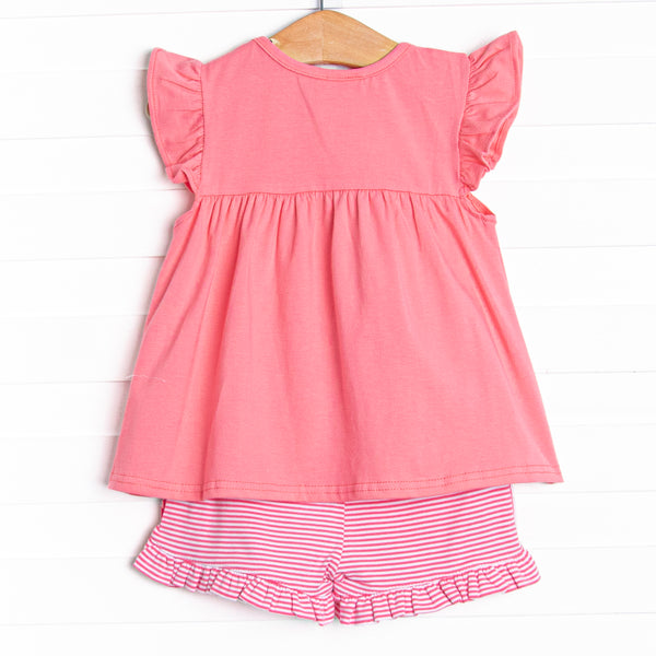 Calla Short Set, Flamingo Pink Stripe