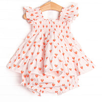 Sweetest Pick Elastic Smocked Diaper Set, Pink