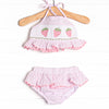 Strawberry Seersucker Smocked Bikini, Pink