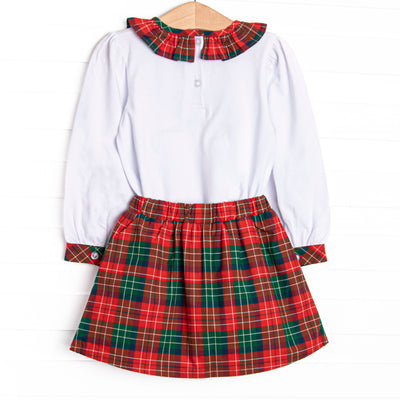 Christmas Cheer Applique Skirt Set, Red