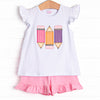 Ready To Learn Applique Ruffle Short Set, Pink