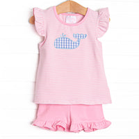 Make a Splash Applique Ruffle Short Set, Pink