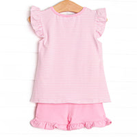 Make a Splash Applique Ruffle Short Set, Pink