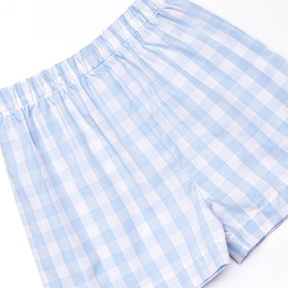 All the Feels Smocked Short Set, Blue Check